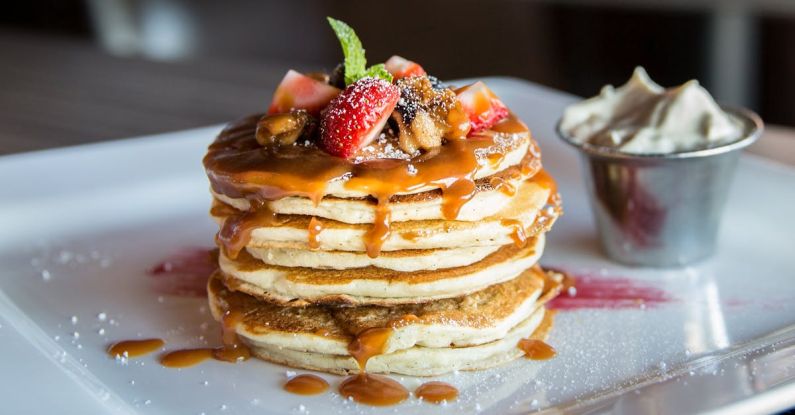 Pancakes - Pancake With Sliced Strawberry