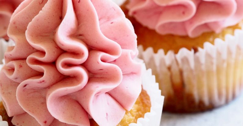 Cupcakes - Brown Cupcake With Pink Icing Macro Photographyu